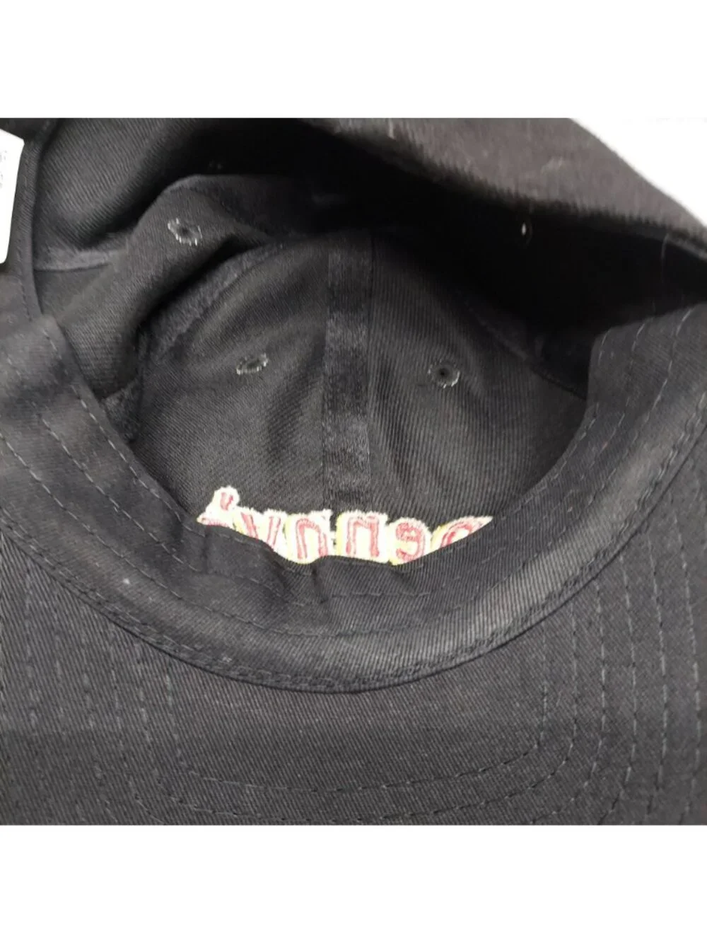 Dennys Black Adjustable Baseball Cap With‎ Embroidered Logo And Metal Clasp